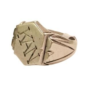 Vintage WWII Trench Art Sterling Silver Ring - Engraved KAN